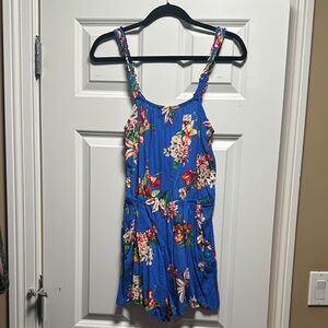 Express Vibrant Blue Floral Romper